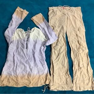 Juicy Couture Vintage 90’s Smocked Back Tunic Top Cargo Pants